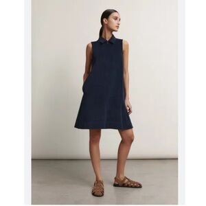 Me +Em Dress Toweling Mini Sleeveless Swing in Navy
